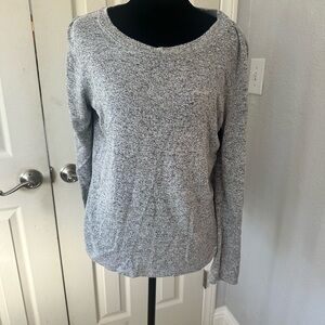 Light Gray Marled Knit Long Sleeve Sweater